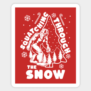 Bigfoot Squatching Through The Snow Christmas Tree Sasquatch Magnet